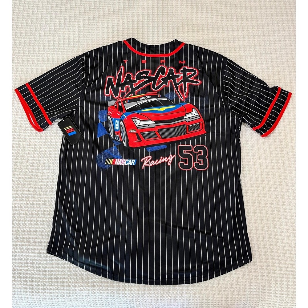 Nascar Men's Black Red Pinstripe #53 Team NASCAR Jersey. Mens XL. NWT